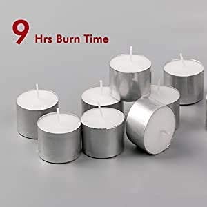 BiTNiX Universal Smokeless Premium Wax Tea Light Candles 9 Hours Burning time for Home Decoration, Bedroom,Diwali,Christmas, Birthday Decoration (White) (60)