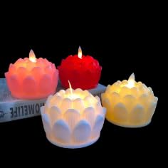 Zusaca LED Lotus Electric Candles Battery Operated Candles Flameless Dancing Battery Operated Swing Candle Light (3Pcs) (Multicolor)