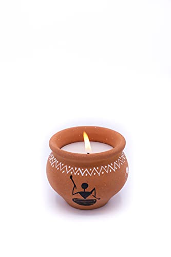 Aturabi Home Earthen Candle, Pot Shape, Dance Paint, Pack of 1, Lemongrass