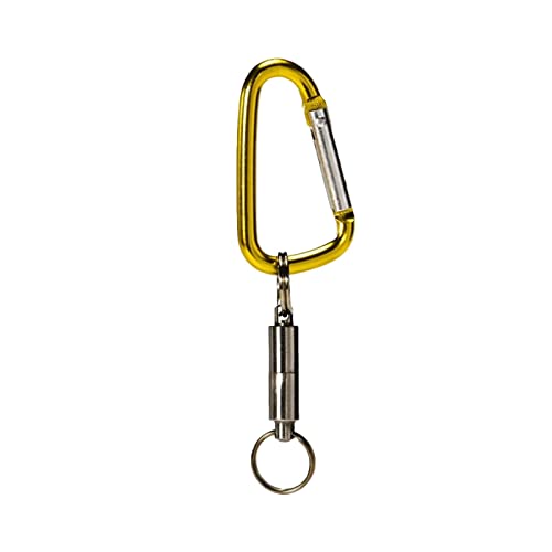 UJEAVETTE® Strong Magnetic Net Release Holder with Coil Lanyard Snap Clip Lock Buckle Yellow Carabiner