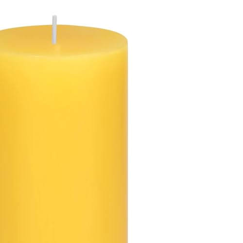 AmodaCandles, Set of 3 Large Round Pillar Candles, Yellow