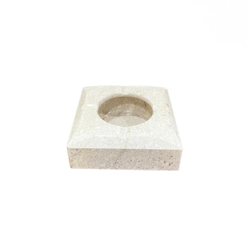 Square Marble Ash Tray, White and Grey
