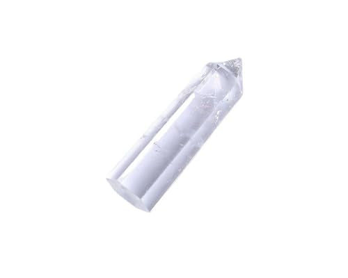 StoneStory Natural Healing Clear Quartz Crystal Point Faceted Prism Wand Reiki Figurine Stone (White Crystal, 8-12cm)