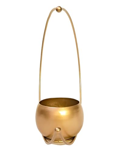 TAJ CREATIVE HANDICRAFTS Half Moon Design Flower Pot Stand Gold Metal Flower Vase for Home and Office Side Table Decoration - Pack of 1 (24x24 CM Centimeters) item T-1012