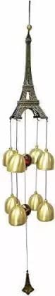 AFIRAA® Eiffel Tower Wind Chime 8 Bell Decorative Showpiece (Brass, Silver)