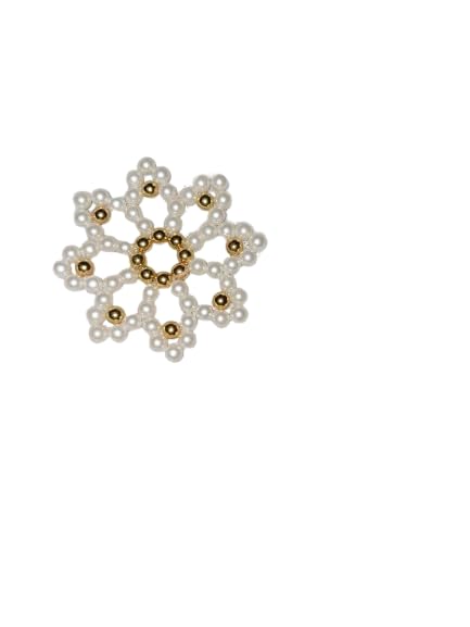 Rangoli Flowers, Traditional Indian Floor Art Decoration (Golden-White, Medium)