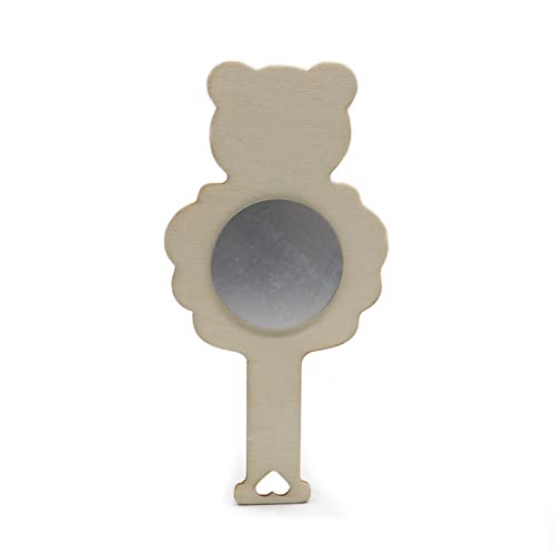 Pinakine 10Pcs Unpainted Unfinished Wooden Mirror Handmade Handheld Makeup Mirror(59044824PNK)