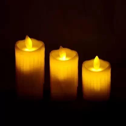 The Decor Affair Tranquil Harmony LED Candle Trio: Smokeless, Dripless, Eco-Friendly, Home Decor Lights, Pack of 3, White