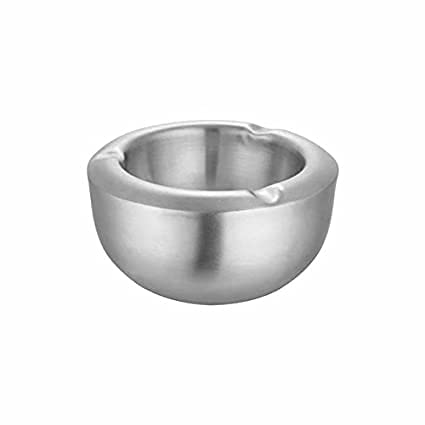 Anything & Everything Stainless Steel Ash Tray Double Wall Cigar Ashtray Table top Round Stainless Steel Ash Tray Suitable for Cigarette Ash Holder