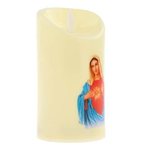 ATORSE® Electronic Candle Flameless Pillar Light Decoration Sacred Heart Female