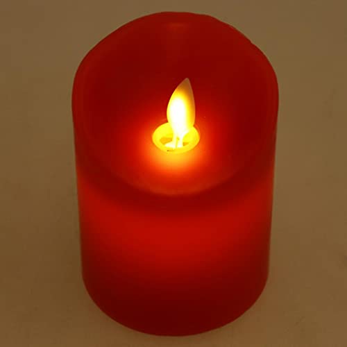 ATORSE® Flameless Led Pillars Tea Light Candles for Holidays Wedding Parties Red 10Cm