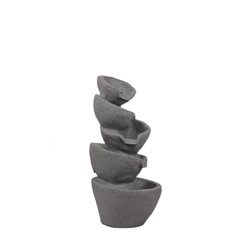 Shawshank Spiral Mini Water Fountain Resin Fiberglass Water Fountain for Home Office Living Room Dcor with LED Lights and Water Pump (Grey)