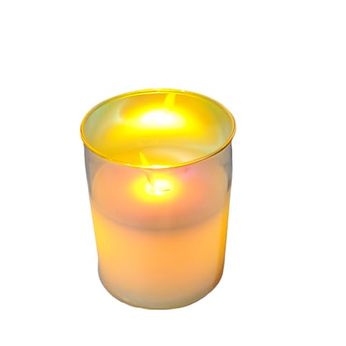 ThirteenKcanddle Flameless LED Pillar Candles, 7 x 10 cm, Acrylic, Battery Operated, Dancing Flame, Flickering, for Home, Wedding, Party, Festival