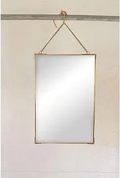 AD iNTER Wall Hanging Mirror with Chain-Gold for Living Room, Bedroom, Bathroom,Entryway Aesthetic Room Decor with Metal Frame (14×8 Inch)