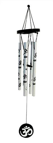 VASTU ART Fengshui Vastu Om Wind Chime for good luck, health, and happiness Decorative Showpiece - 50 cm (Aluminium, Silver)