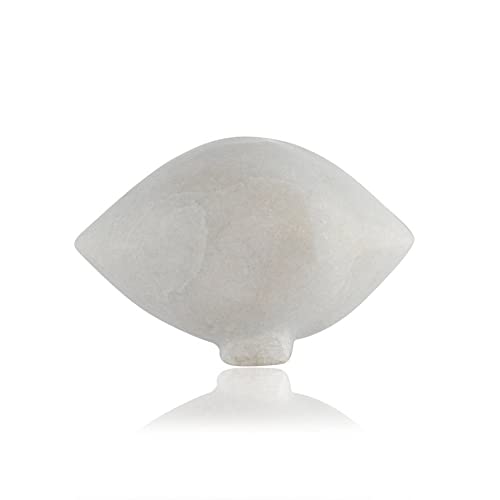 STLYZ Eye Shape Marble Table Clock for Décor and Paper Weight (White)