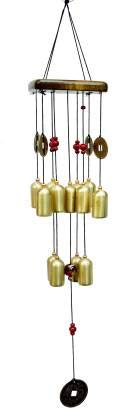 Trusmile™ Feng Shui Home Positive Energy Wooden Windchimes for Balcony Bedroom with Good Sound Vastu Garden Decor Brass Windchime Brass Windchime (25 inch, Gold)