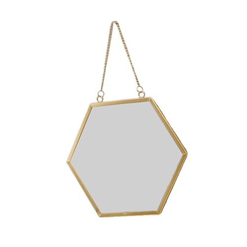 ATORSE® Wall Hanging Mirror Metal Frame Mirrors for Apartment Dressing Room Entryway 28.5cmx25cm Hexagon