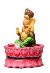 Waahkart Home & Decor Lord Ganesha Sitting on Lotus- Fountain