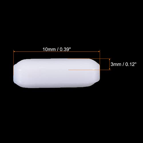 MECCANIXITY Magnetic Stirrer Mixer Stir Bar Rod 10mm/0.39" Cylinder Shape PTFE Coating Magnet White for Laboratory 3Pcs