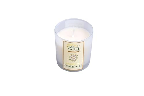 Tara Candles-Wellness of India - Chamomile Scented Single Wick Frosted Glass Jar Wooden Lid Candle| Rеlaxation & Strеss Rеduction Aromathеrapy Candles for Living & Mediation Room| Medium