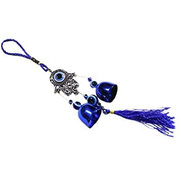 AG Unique Collection Steel and Metal Evil Eye Hanging for Protection, Good Luck Charm Wind Chimes and Prosperity at Office and Home H-28cm ( Random Design Will be Sent)