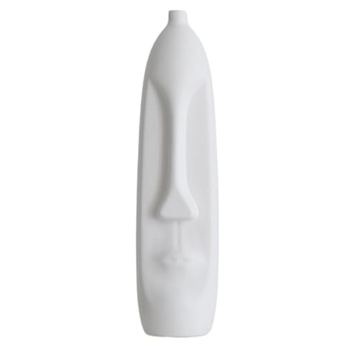 MYADDICTION Human Face Ceramic Vase Practical Home Decor for Cabinet Living Room Bedroom 10cmx39cm White