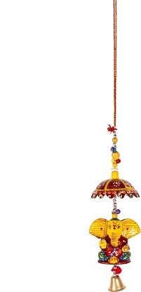 Bhumiyaan Ganesha Hanging Wall Wind Chime with Bells for Home/Office/Garden Decoration Door/Wall Hanging (Set of 02)