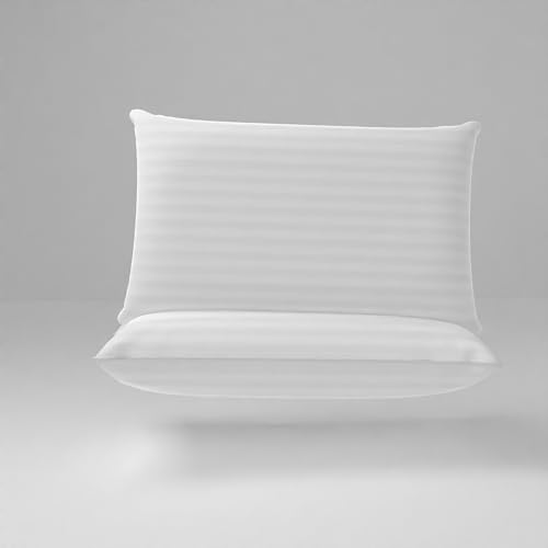 Filbertt Set of 2 Soft Microfiber Pillows - 16 x 24 Inches (40 x 60 cm) White Stripe, Well-Filled for Blissful Sleep