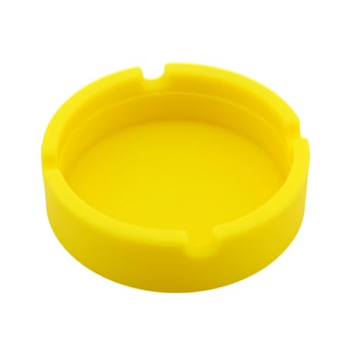 LOOM TREE® Round Silicone Ashtray Smoking Holder for Tabletop Office Yellow | 1 Piece Silicone Ashtray
