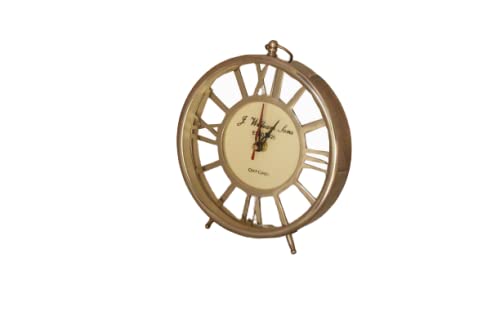 6.5 Inches Antique Look Steel Round Jaal Table/Desk Clock (Multicolour) Brand: Castle Instruments