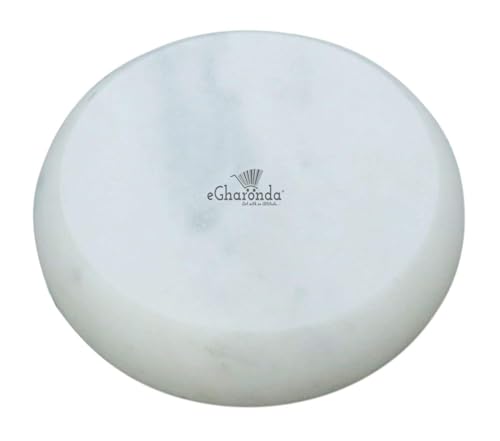 eGharonda Handmade White Marble 4 Inch Round Tabletop Ashtray for Home/Office/Hotel/Restaurant/Gifts