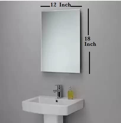 SEVEN HORSES Frameless Bevelled Wall Mirror for Dressing,Bedroom,Bathroom, Living Room,Entrance and Makeup Mirror (12 inches X 18 inches) (Rectangular)