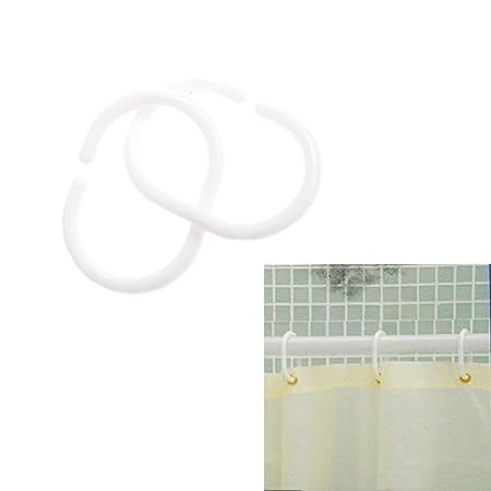 AAMS HOME DECOR Bathroom Shower Plastic Curtain Liner Hook Hooks Rings (Pack of 24)