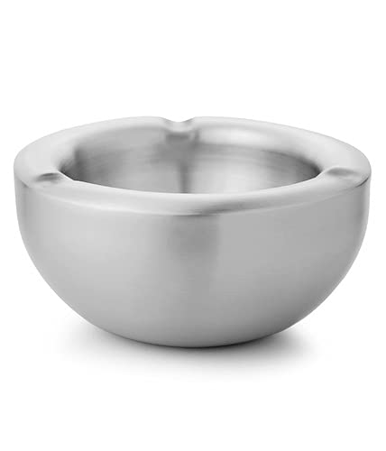 Anything & Everything Stainless Steel Ash Tray Double Wall Cigar Ashtray Table top Round Stainless Steel Ash Tray Suitable for Cigarette Ash Holder