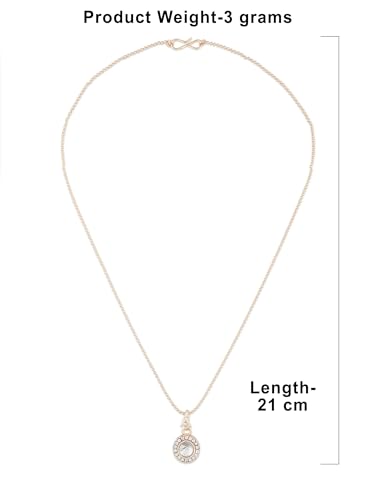 ZAVERI PEARLS Rose Gold Contemporary Austrian Diamond Embellished Round Shape Pendant & Chain For Women-ZPFK16813