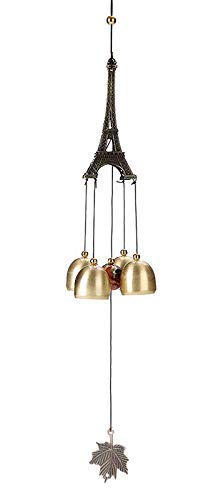 CrazyCrafts Metal Eiffel Tower Wind Chimes for Home Balcony Garden Positive Energy, Home Decor Hanging Long Brass Bells Gifts for Loved Ones (4 Bells)