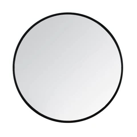 Black Round Wall Mirror I Metal Frame I Modern Design Metal Frame I Bathroom Wash Basin, Bedroom, Drawing Room (Black, 30")