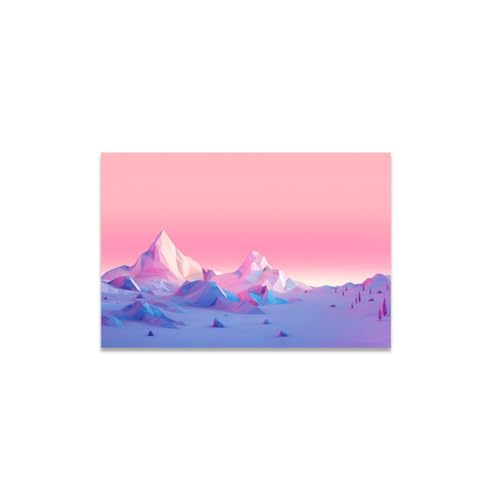 GADGETS WRAP Canvas Gallery Wrap Framed for Home Office Studio Living Room Decoration (17x11inch) - Lowpoly, Mountains