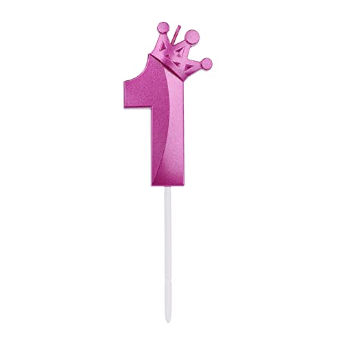 3inch Birthday Number Candle, Large Cake Numeral Candles Birthday Candle Cake Topper with Crown 3D Number Candles for Birthday Wedding Anniversary Graduation (Purple, 1)