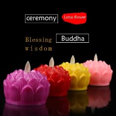 Zusaca LED Lotus Electric Candles Battery Operated Candles Flameless Dancing Battery Operated Swing Candle Light (3Pcs) (Multicolor)