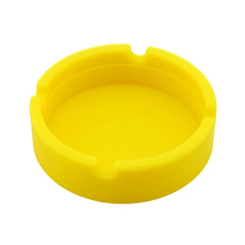 LOOM TREE® Round Silicone Ashtray Smoking Holder for Tabletop Office Yellow | 1 Piece Silicone Ashtray