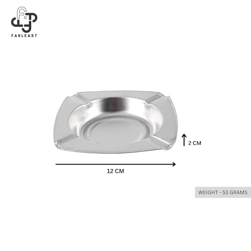 Fableart Square Ash Tray with 4 Grooves - Durable Stainless Steel Design for Indoor and Outdoor Use - Perfect for Home, Office, and Patio
