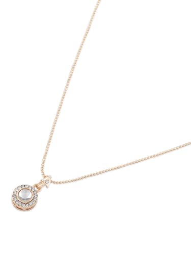 ZAVERI PEARLS Rose Gold Contemporary Austrian Diamond Embellished Round Shape Pendant & Chain For Women-ZPFK16813