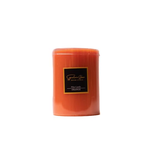 Signature Home Décor Studio Set of 2 Orange Scented Medium Pillar Candles