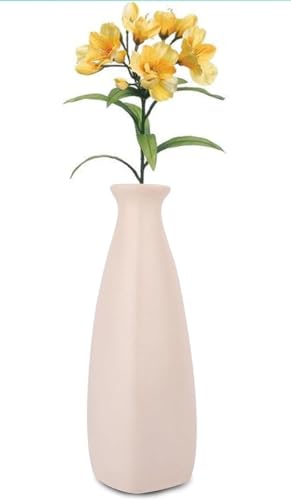 Triangular Bottle Shape Ceramic Flower Vase for Home Decor | Living Room | Office Center Table | Centerpiece Decor Item (1)