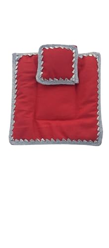 Laddu Gopal Ji Winter Set of Rajai and Gadda with Pillow in Soft Velvet Fabric, Pack of 1, Colour:- Red