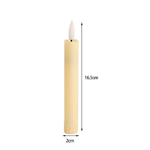 SAZ DEKOR 6X LED Candles 3D Wick Flameless Taper Candles for Wedding Party ivorys White