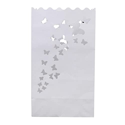 ATORSE® 10Pcs Butterfly Design Candle Bags Candle Lantern Bags White