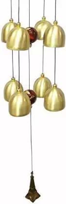 AFIRAA® Eiffel Tower Wind Chime 8 Bell Decorative Showpiece (Brass, Silver)